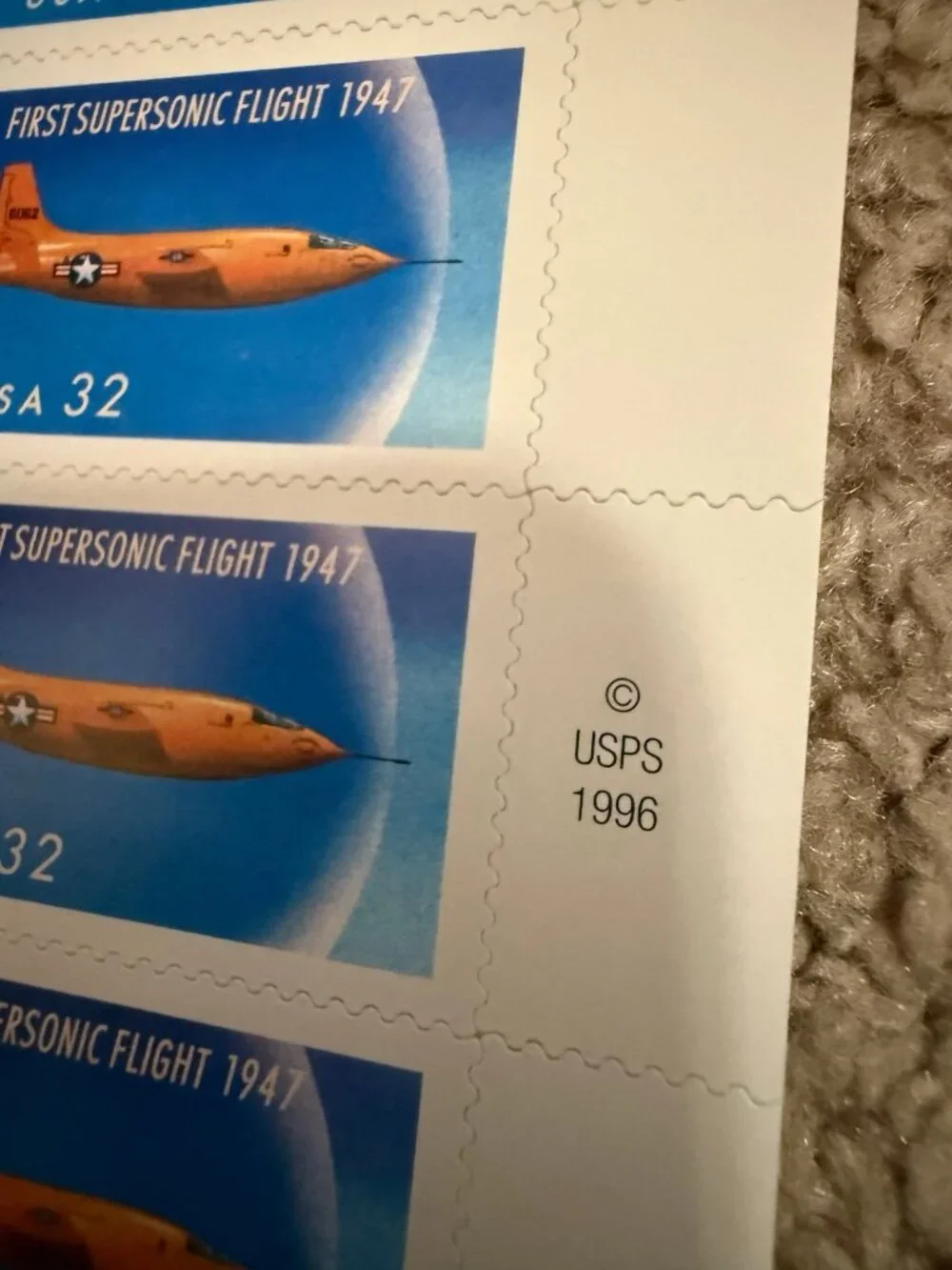 1996 first supersonic flight of 1947 stamps